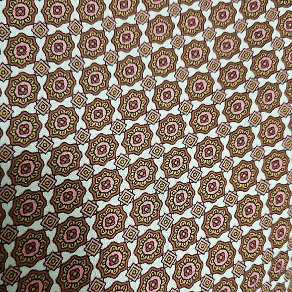 LOFT Foulard Pleated Sleeve Blouse Brown Medallion 60s 70s Hippy Retro Bohemian - Picture 8 of 12